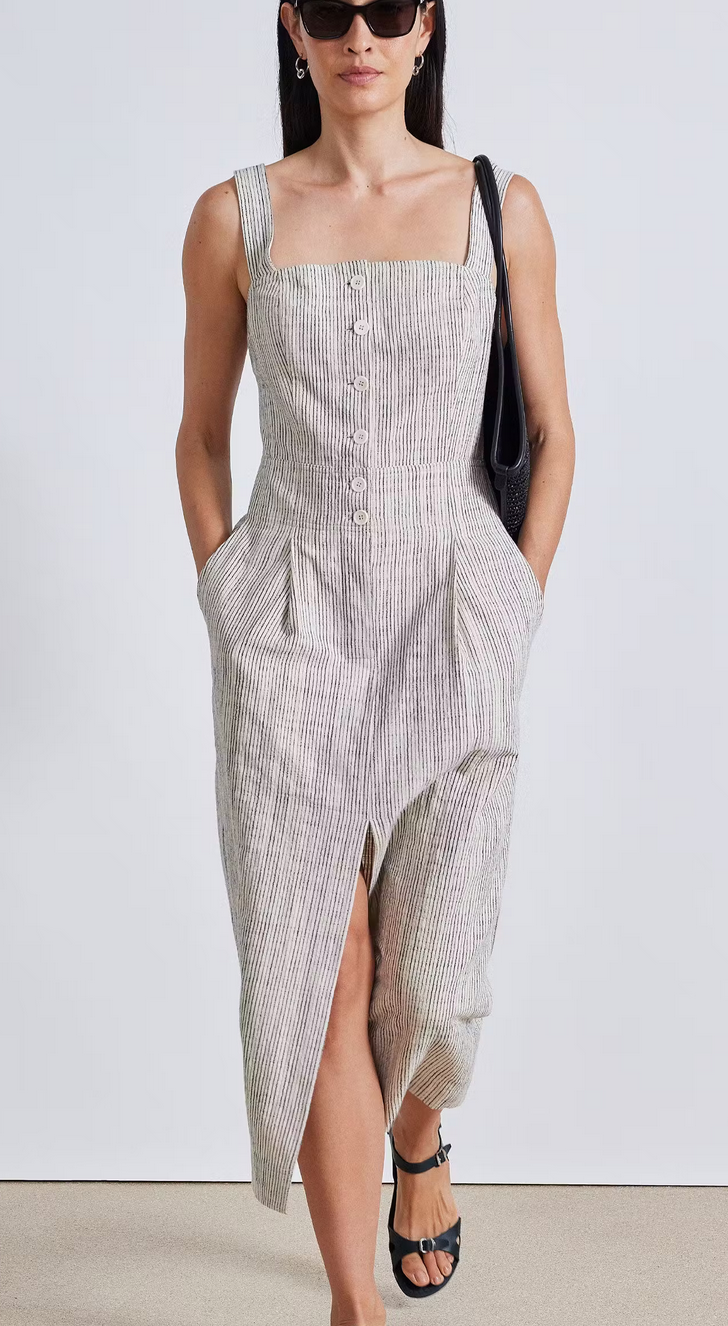 Berel tank dress cream pin stripe