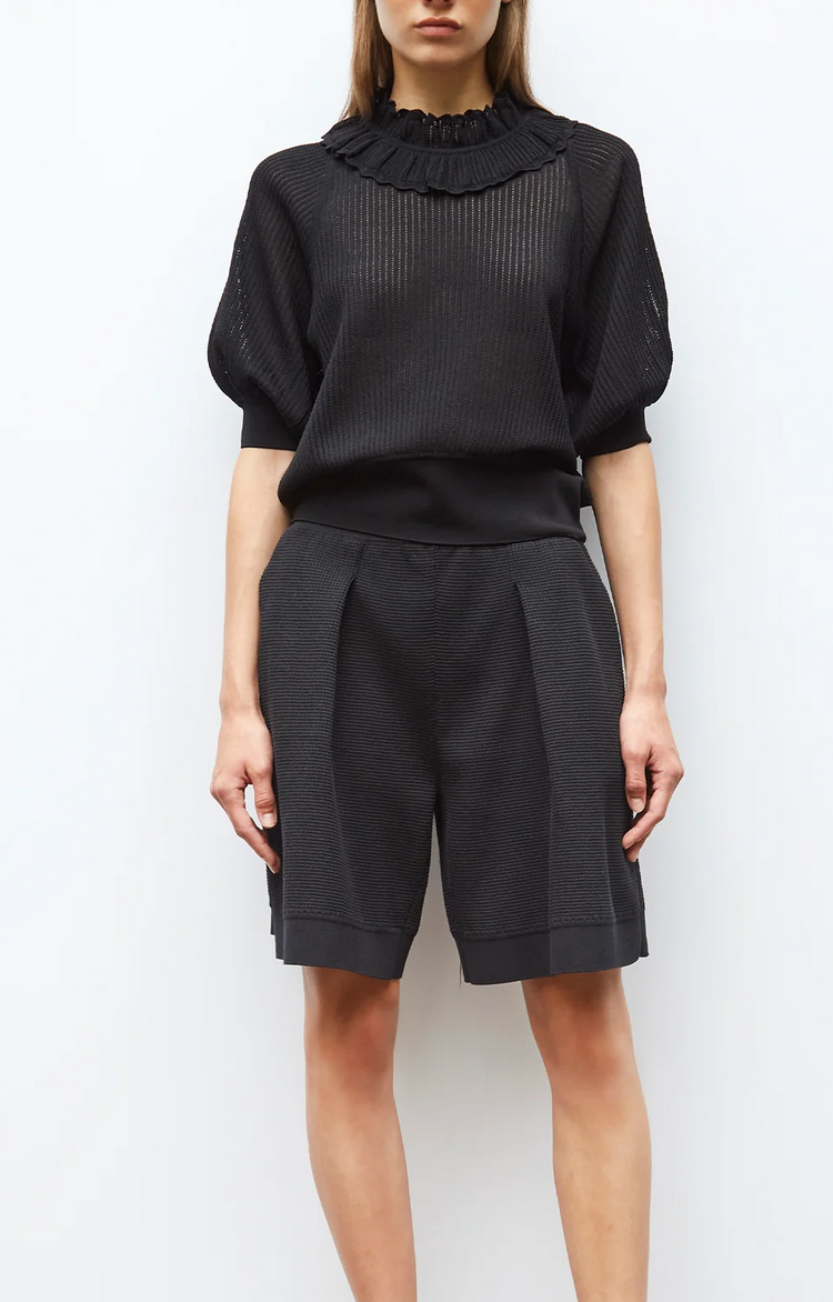 Bermuda short in waffled knit black noir