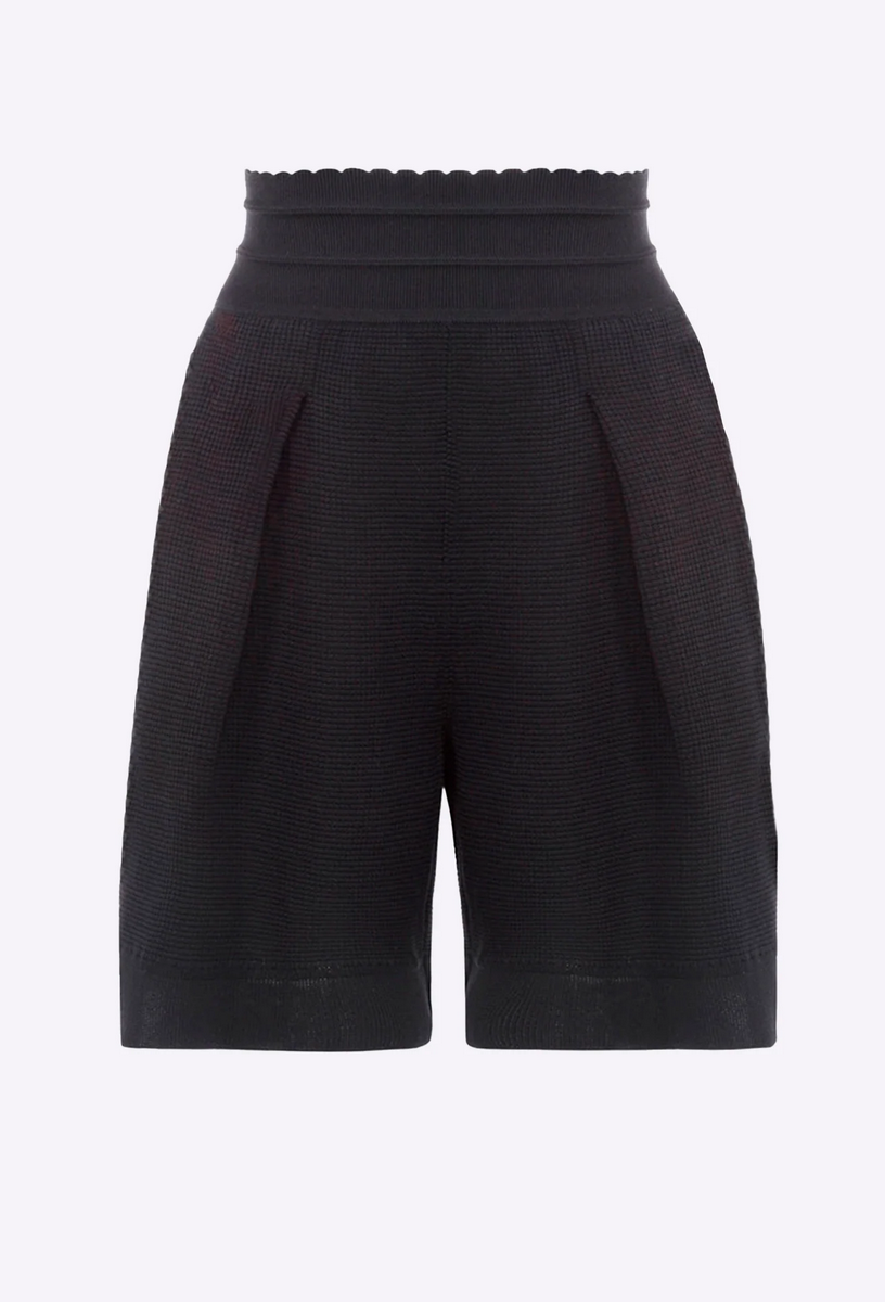 Bermuda short in waffled knit black noir