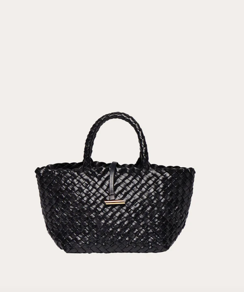 mini leather basket black