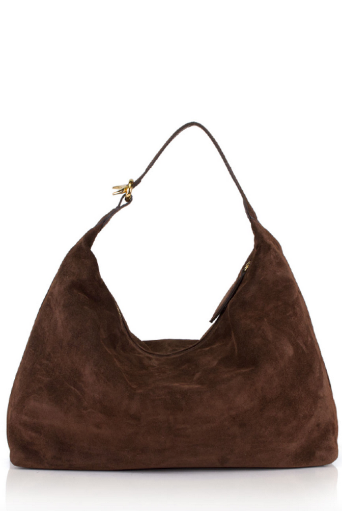 Pillow shoulder bag suede dark brown