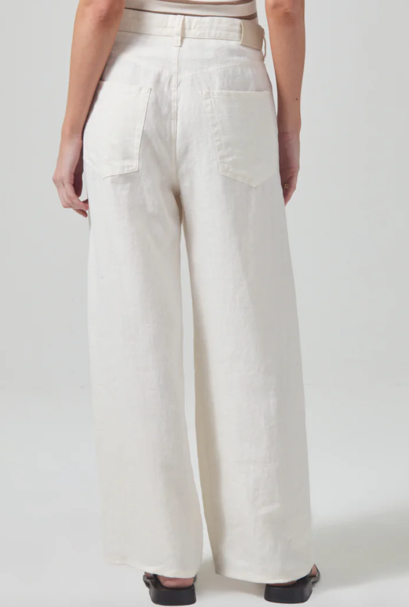 Brynn drawstring linen trouser in vanilla