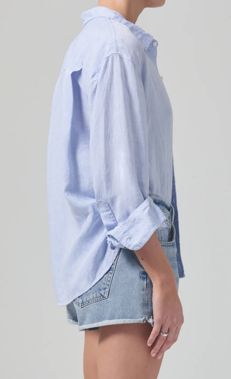 kayla shrunken linen shirt in glint