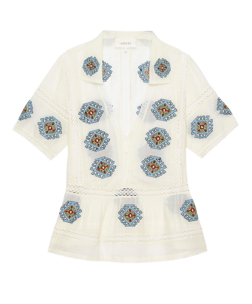 the santa fe top with folklore embroidery in cream