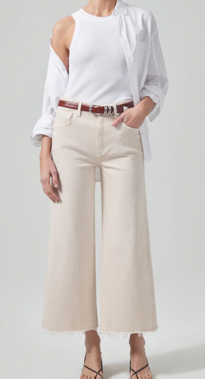 Lyra wide leg crop in almondette