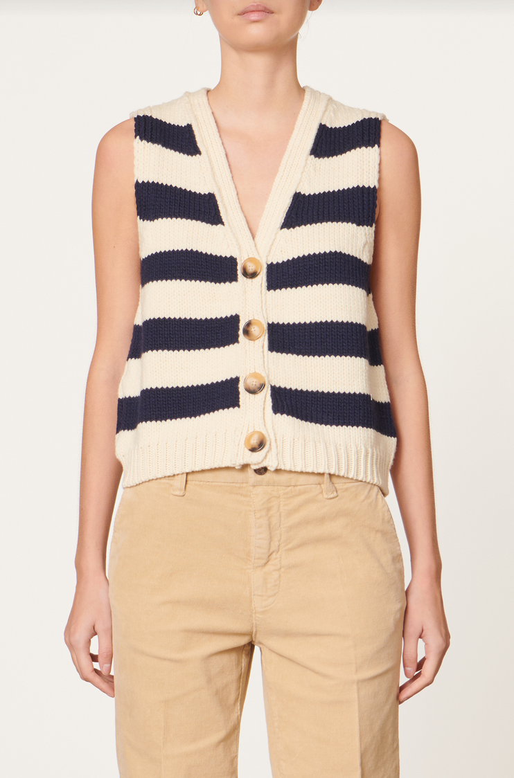 Dounya cardigan vest ecru marine