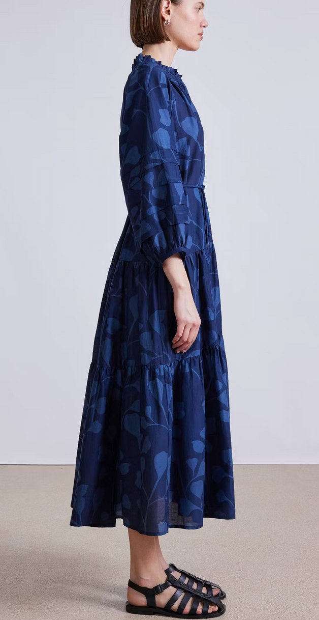 trinidad maxi dress indigo trellis