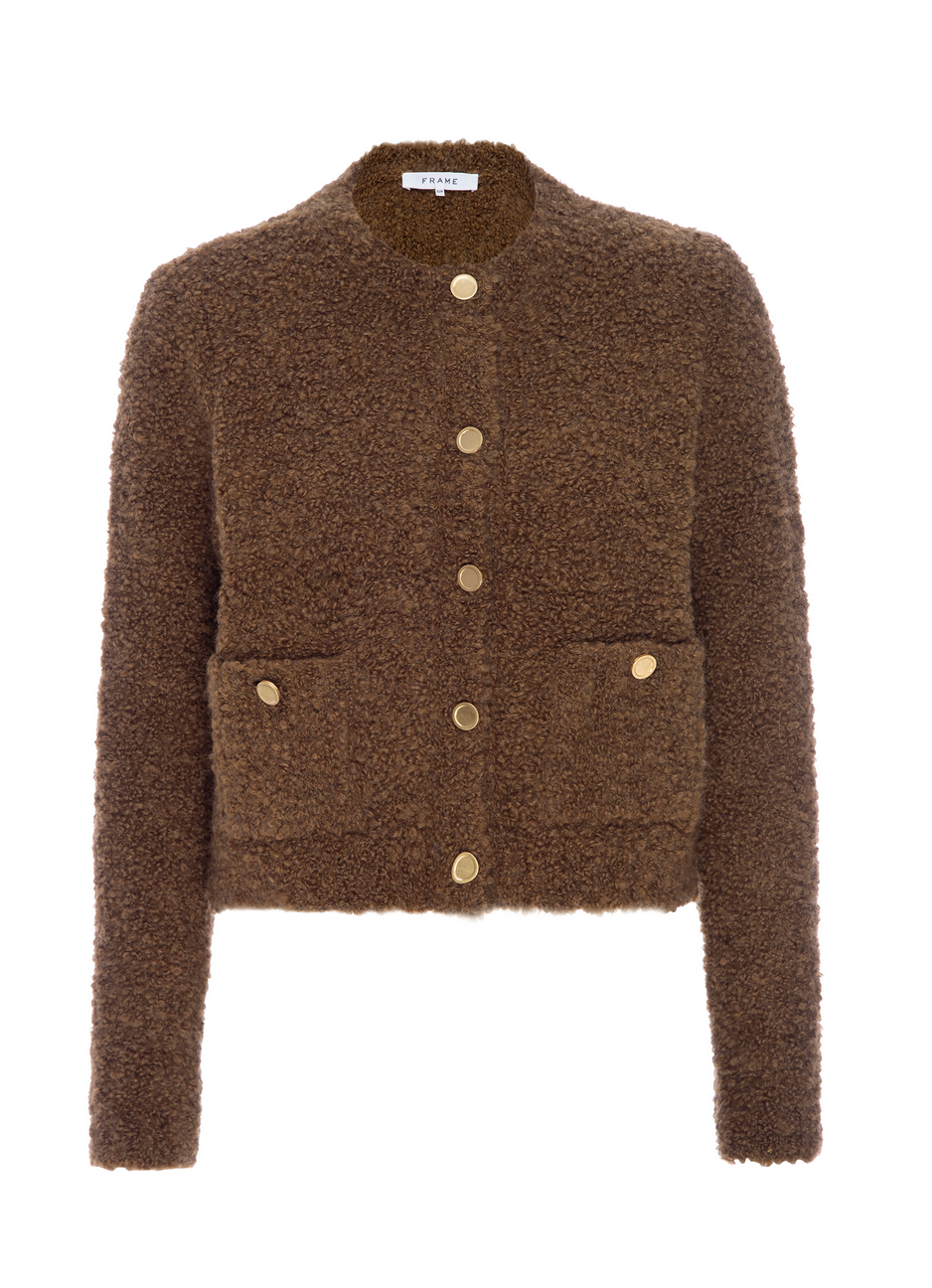 Patch pocket cardi in camel