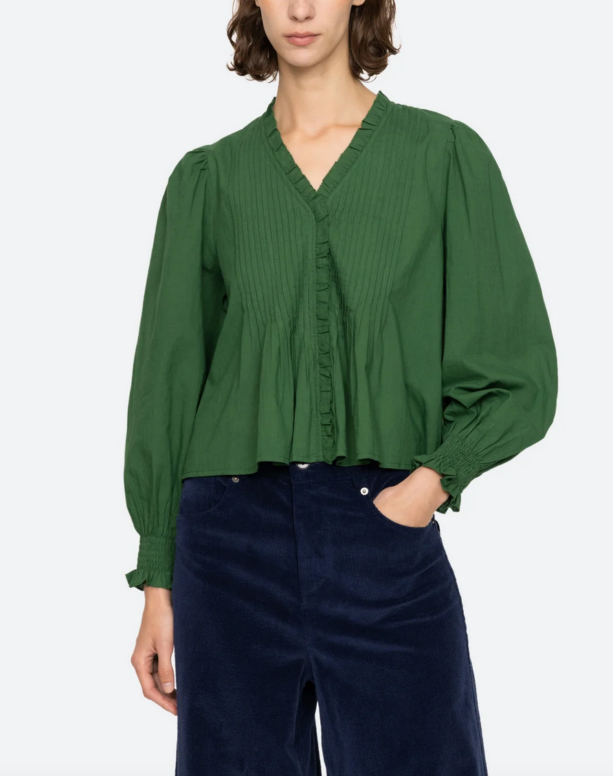 Renata long sleeve top emerald