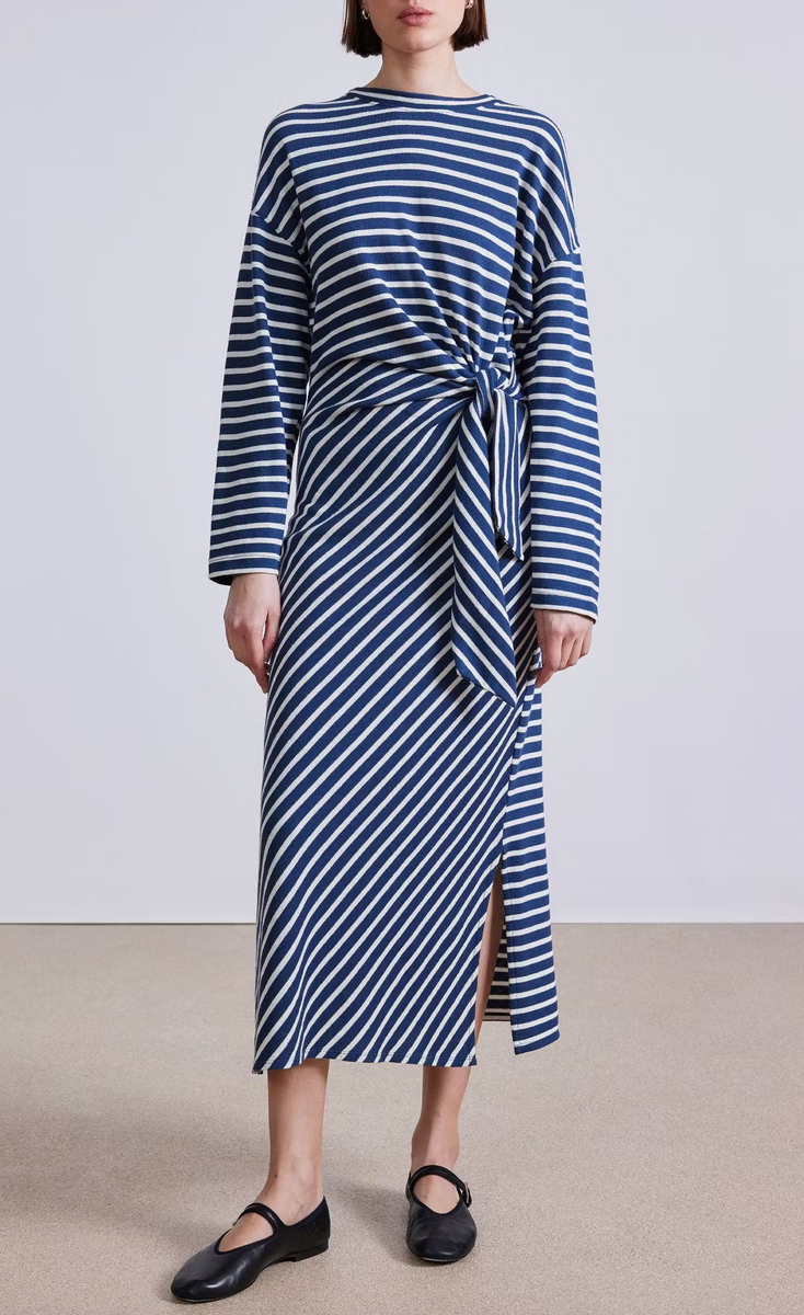 Long sleeve vanina cinch waist dress navy & cream stripe - Salt Wellfleet Long sleeve vanina cinch waist dress navy & cream stripe - Salt Wellfleet