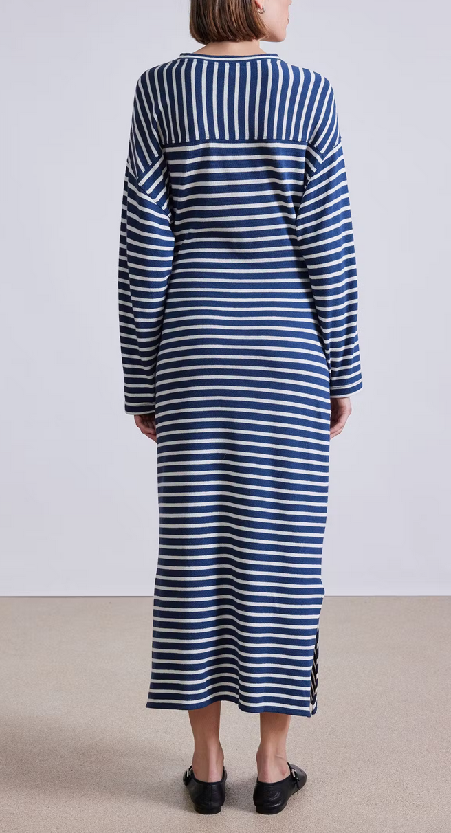 Long sleeve vanina cinch waist dress navy & cream stripe - Salt Wellfleet Long sleeve vanina cinch waist dress navy & cream stripe - Salt Wellfleet