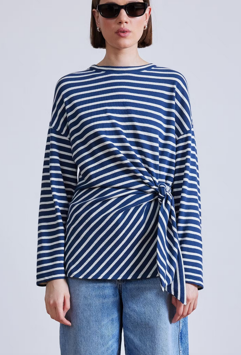 long sleeve vanina top navy & cream stripe