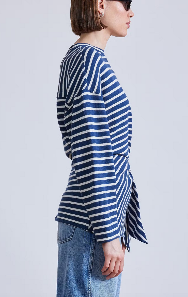 long sleeve vanina top navy & cream stripe