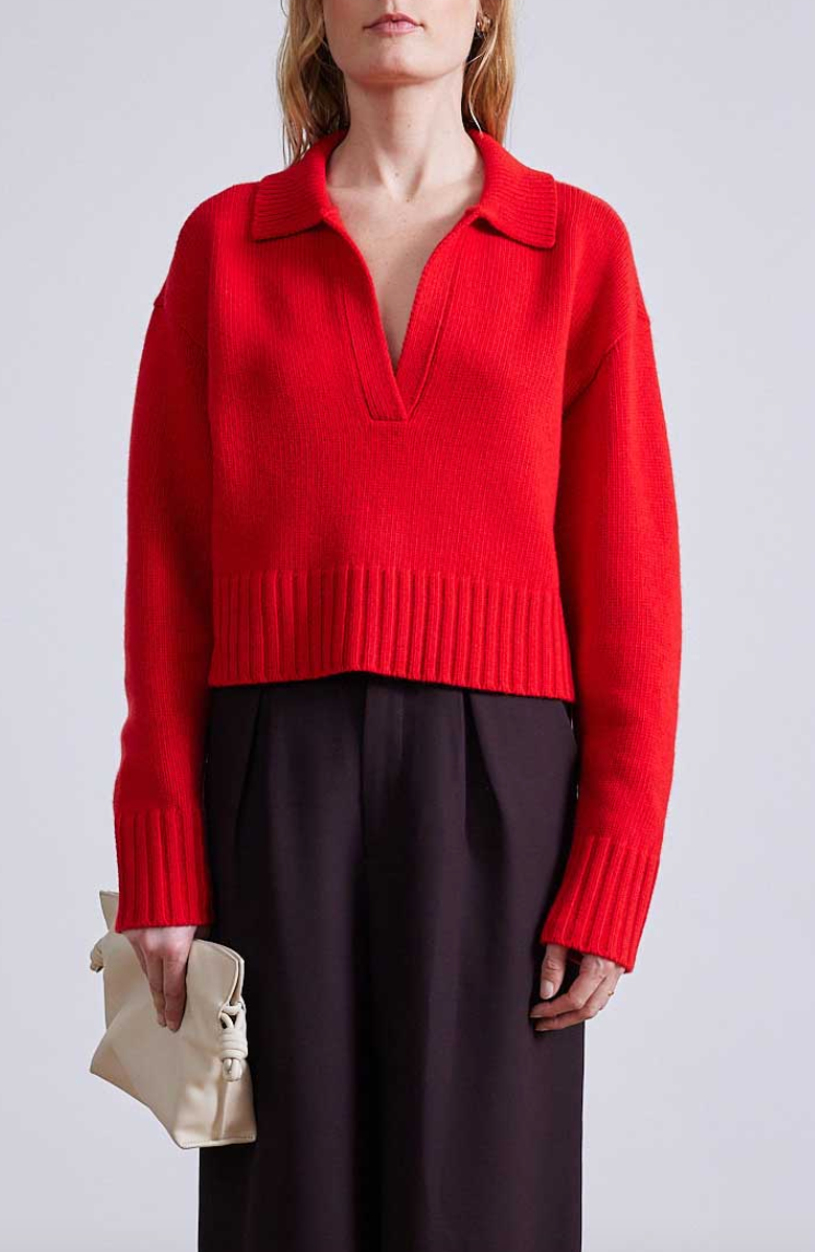 split neck henley chili