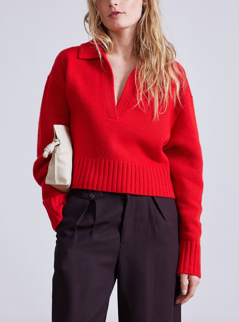 split neck henley chili