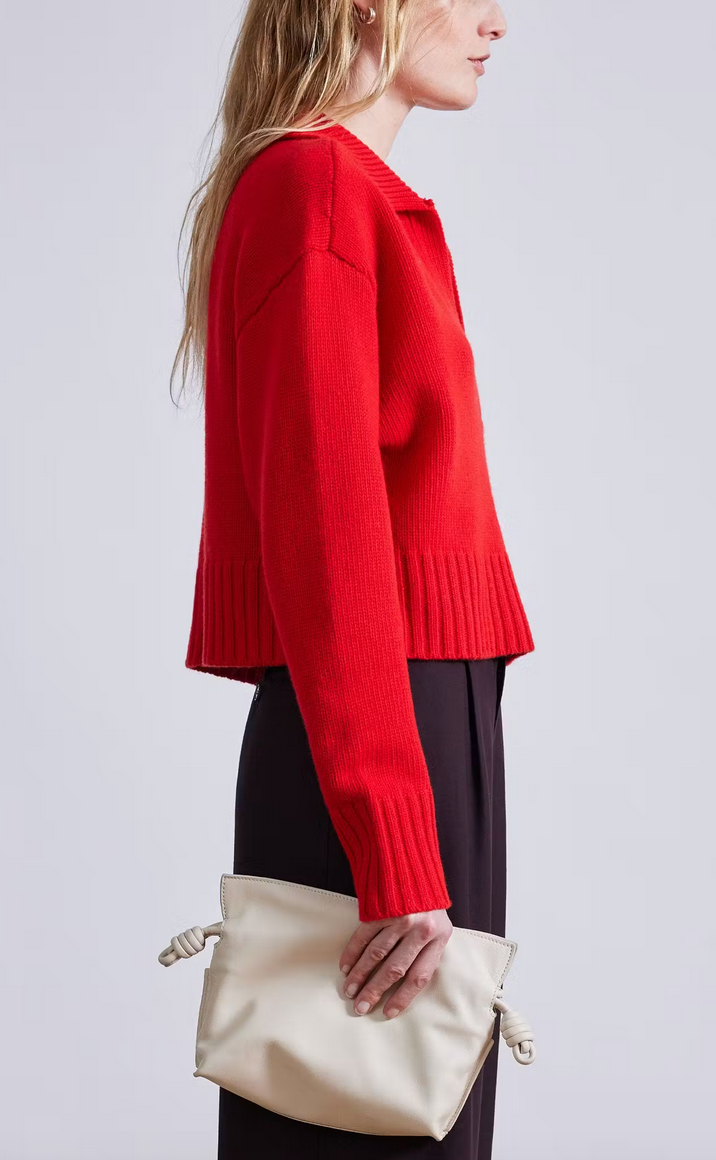 split neck henley chili