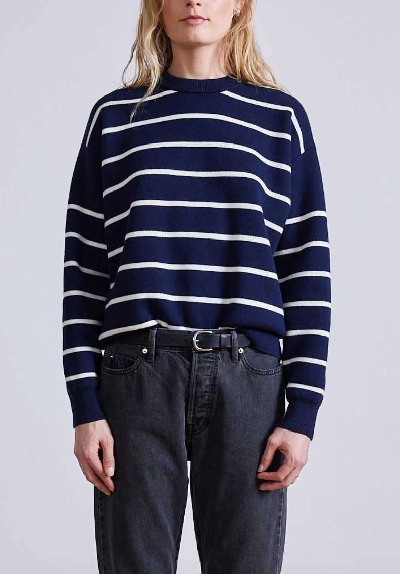 sportif sweater navy & cream stripe