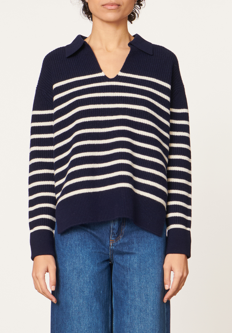 Valdi sweater marine ecru stripe