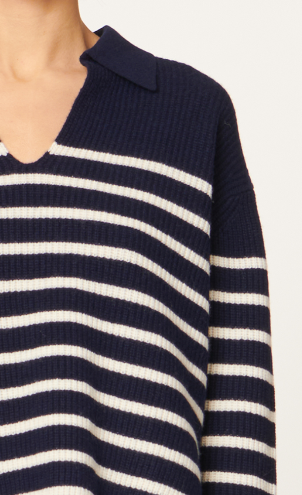 Valdi sweater marine ecru stripe