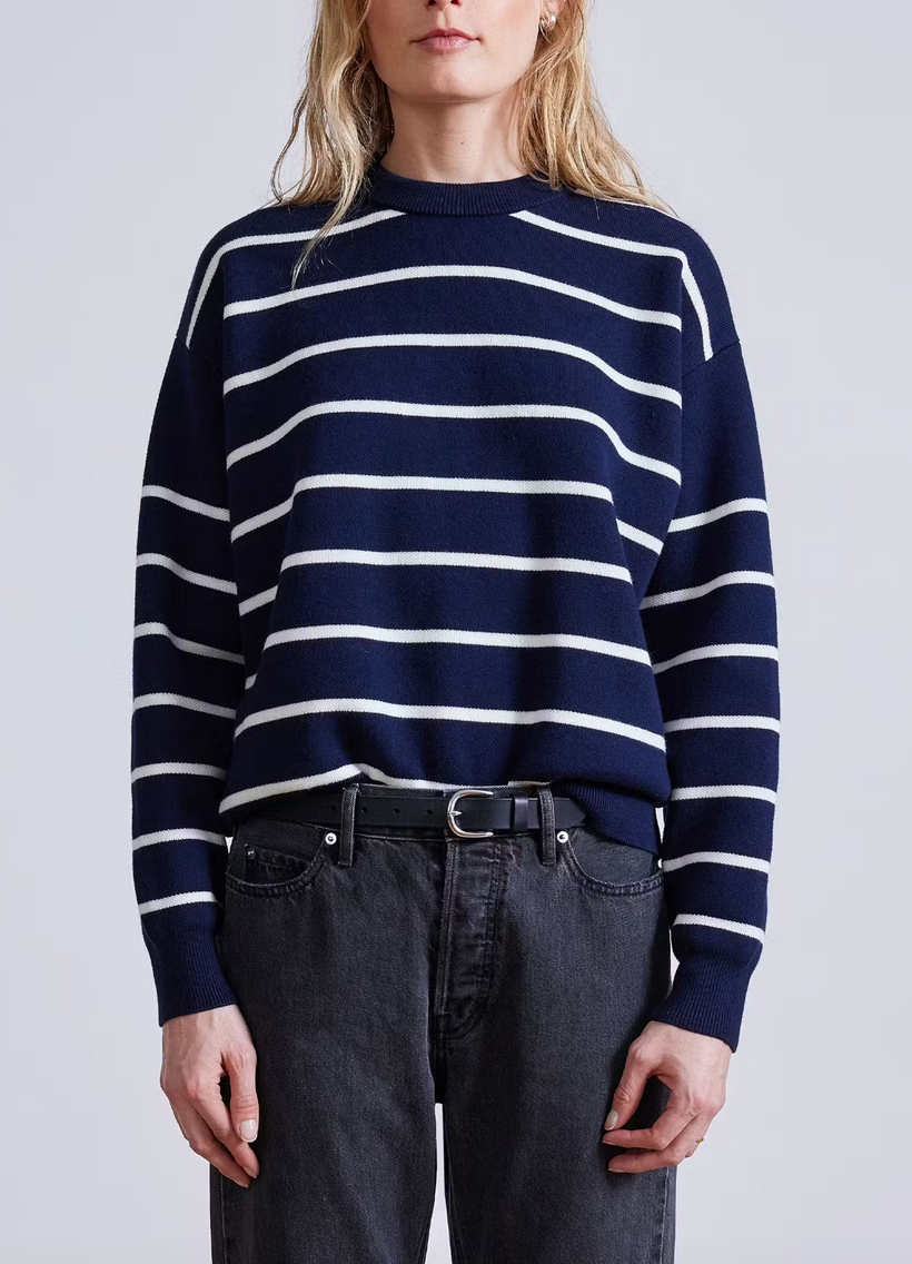 sportif sweater navy & cream stripe