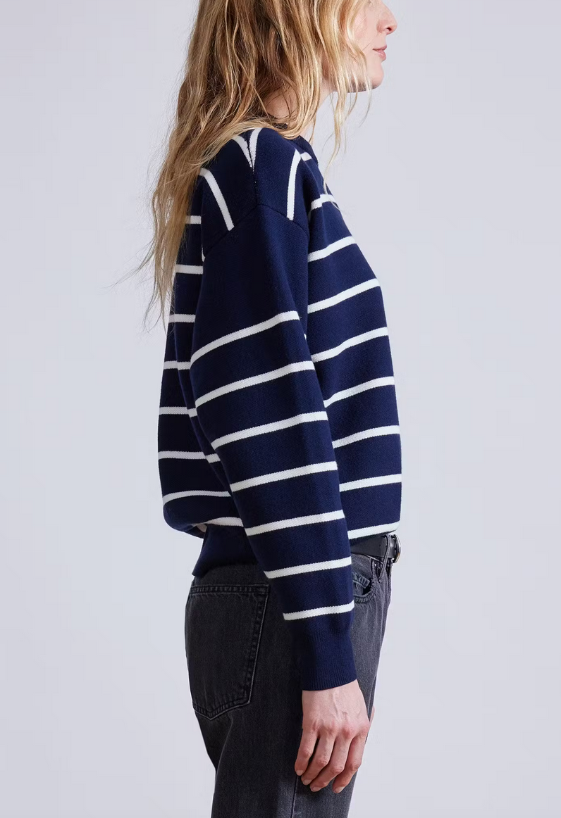 sportif sweater navy & cream stripe