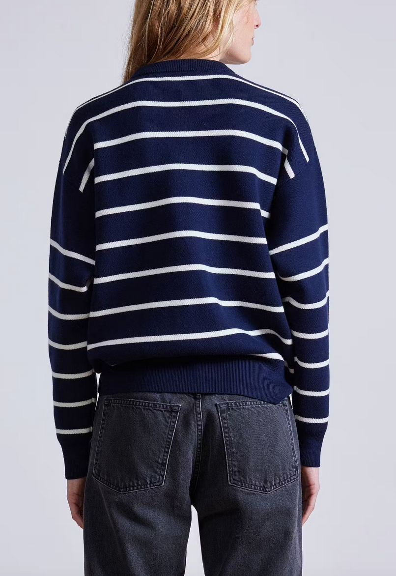 sportif sweater navy & cream stripe