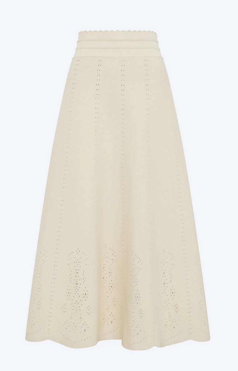 Biscotte eyelet embroidery knit skirt naturel