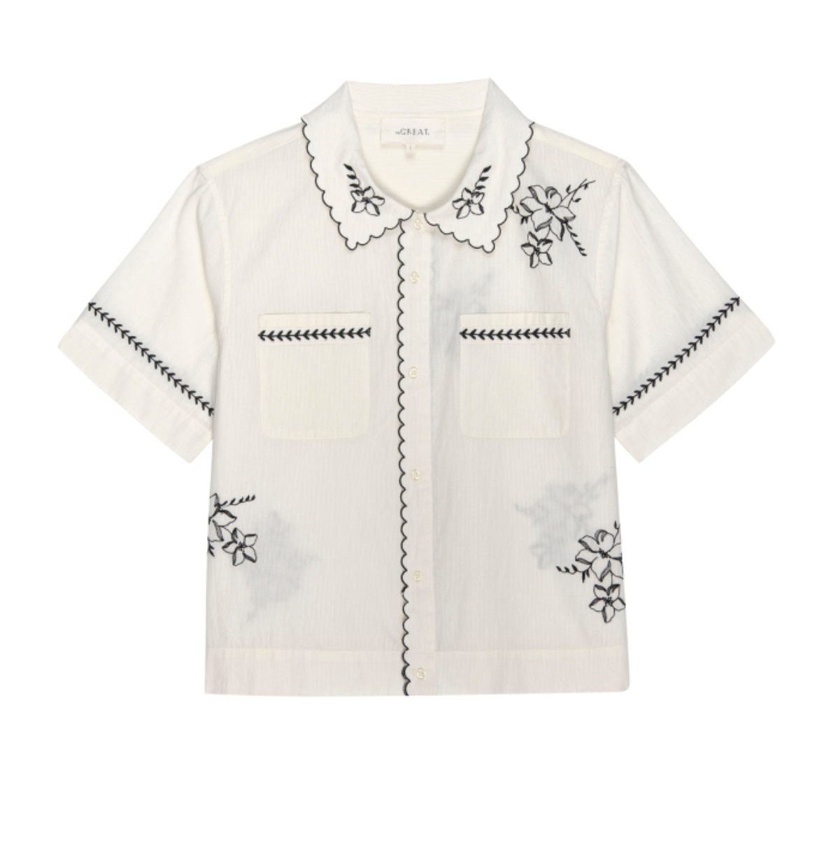 The bowling shirt with hanky embroidery cream