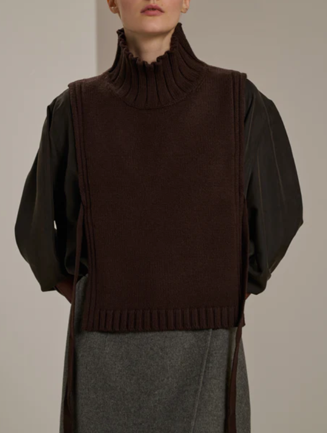 Or sweater pullover vest dark brown