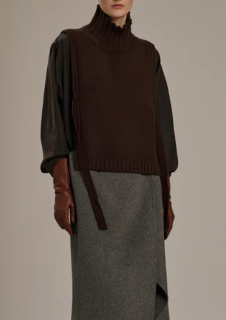 Or sweater pullover vest dark brown