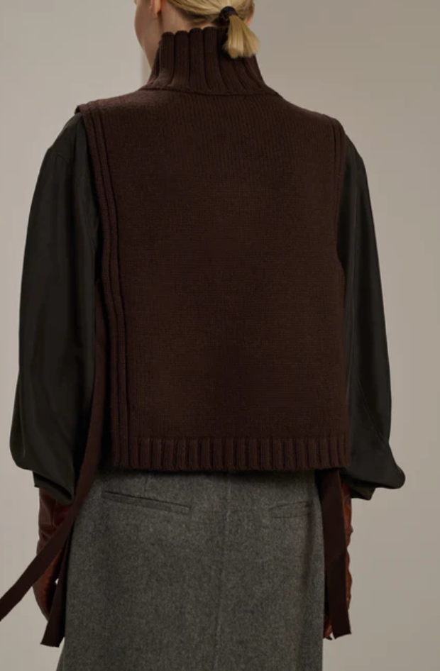 Or sweater pullover vest dark brown