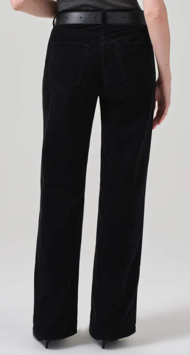Annina high rise wide leg 30" corduroy in black