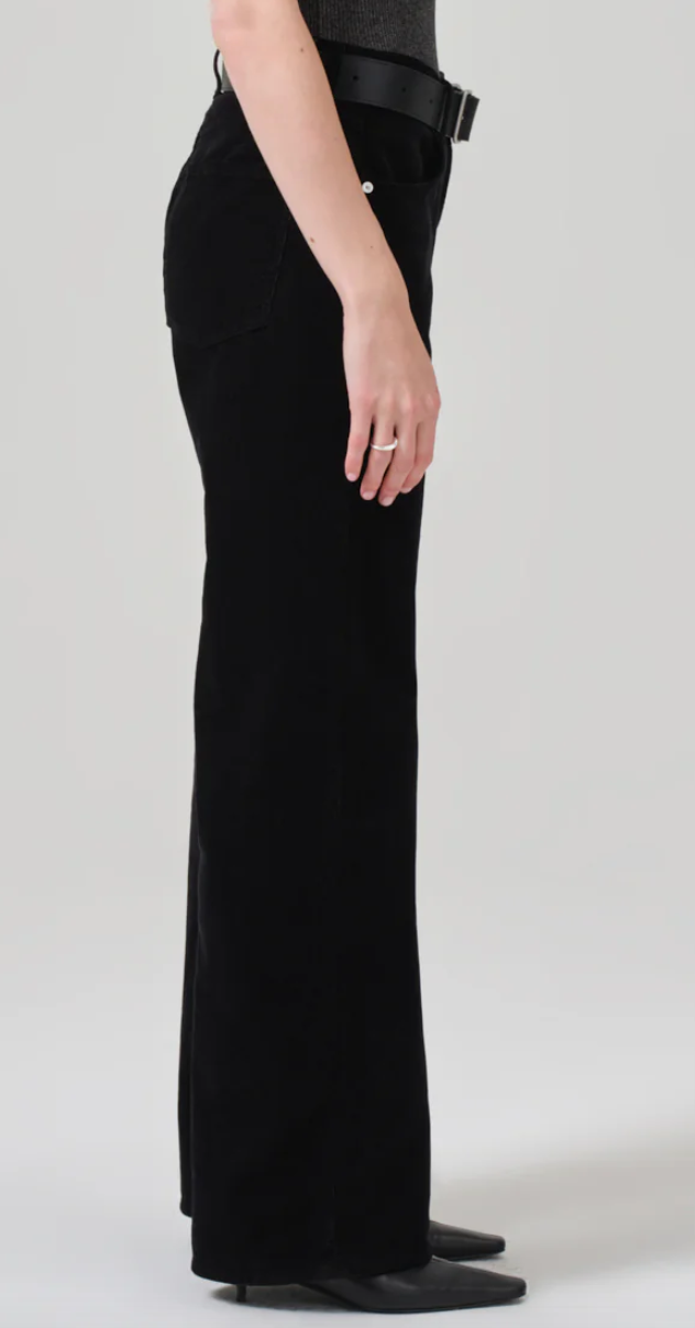 Annina high rise wide leg 30" corduroy in black