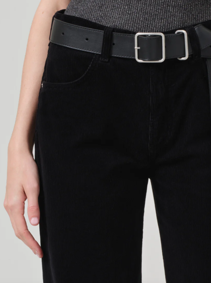 Annina high rise wide leg 30" corduroy in black