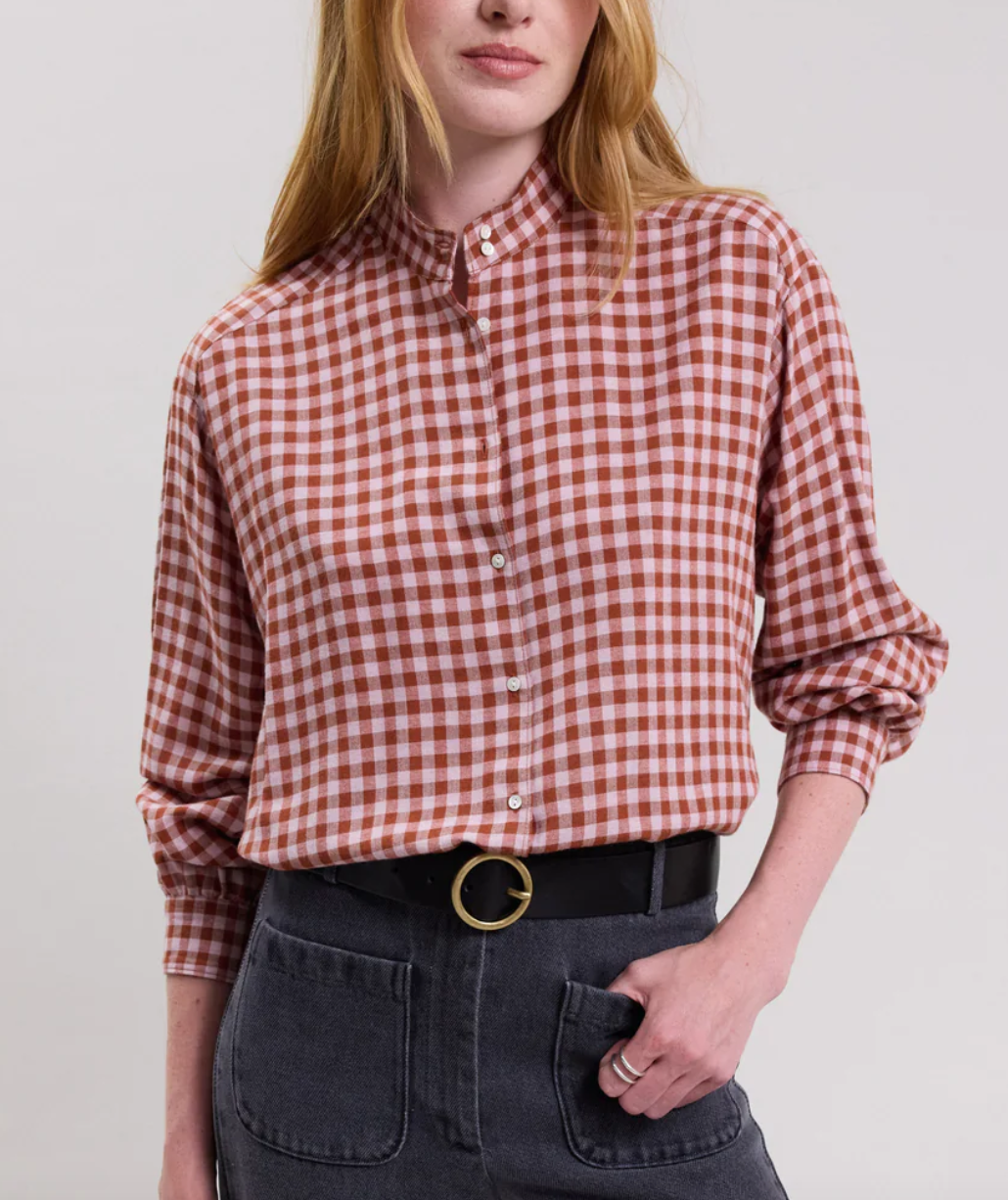 Calim shirt brick and pink check