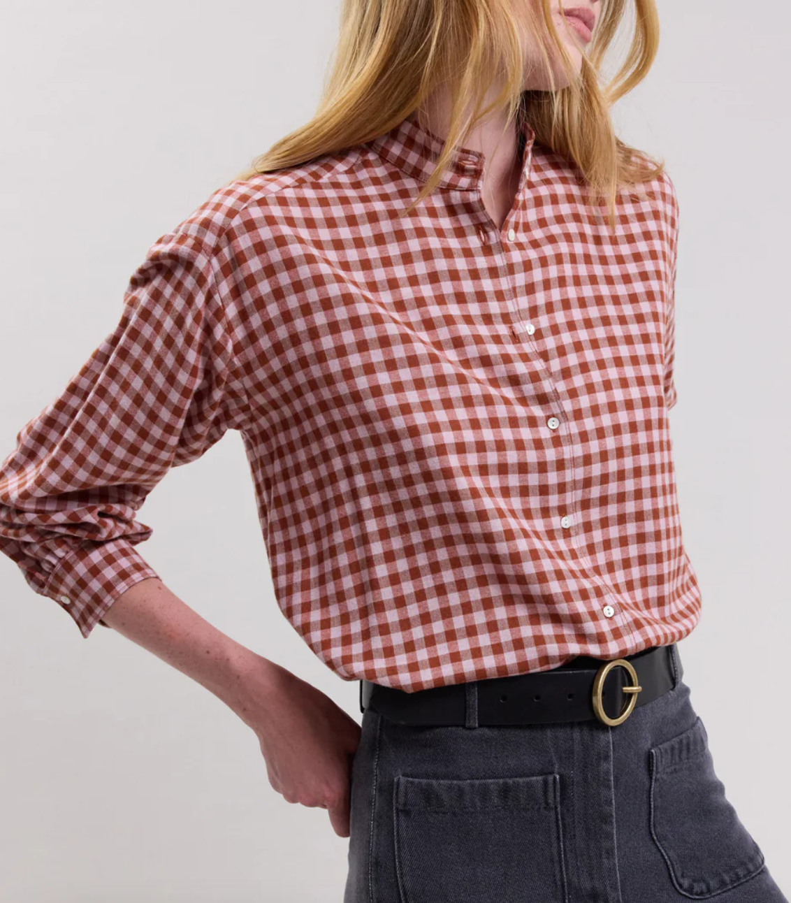 Calim shirt brick and pink check