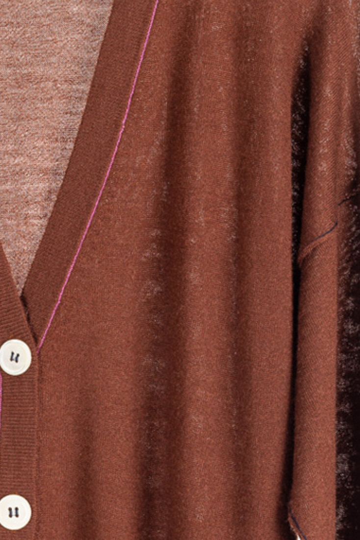 Relaxed v-neck cardigan in star anise