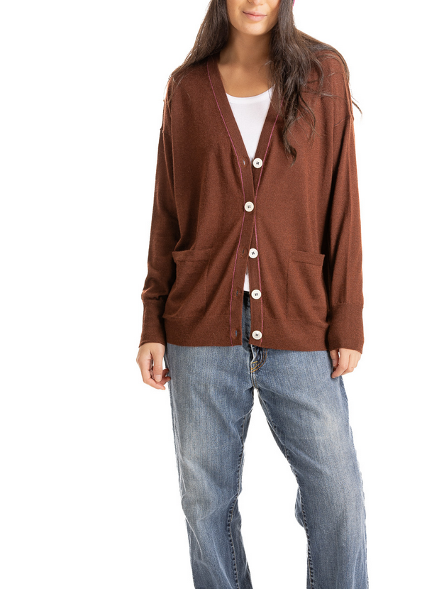 Relaxed v-neck cardigan in star anise