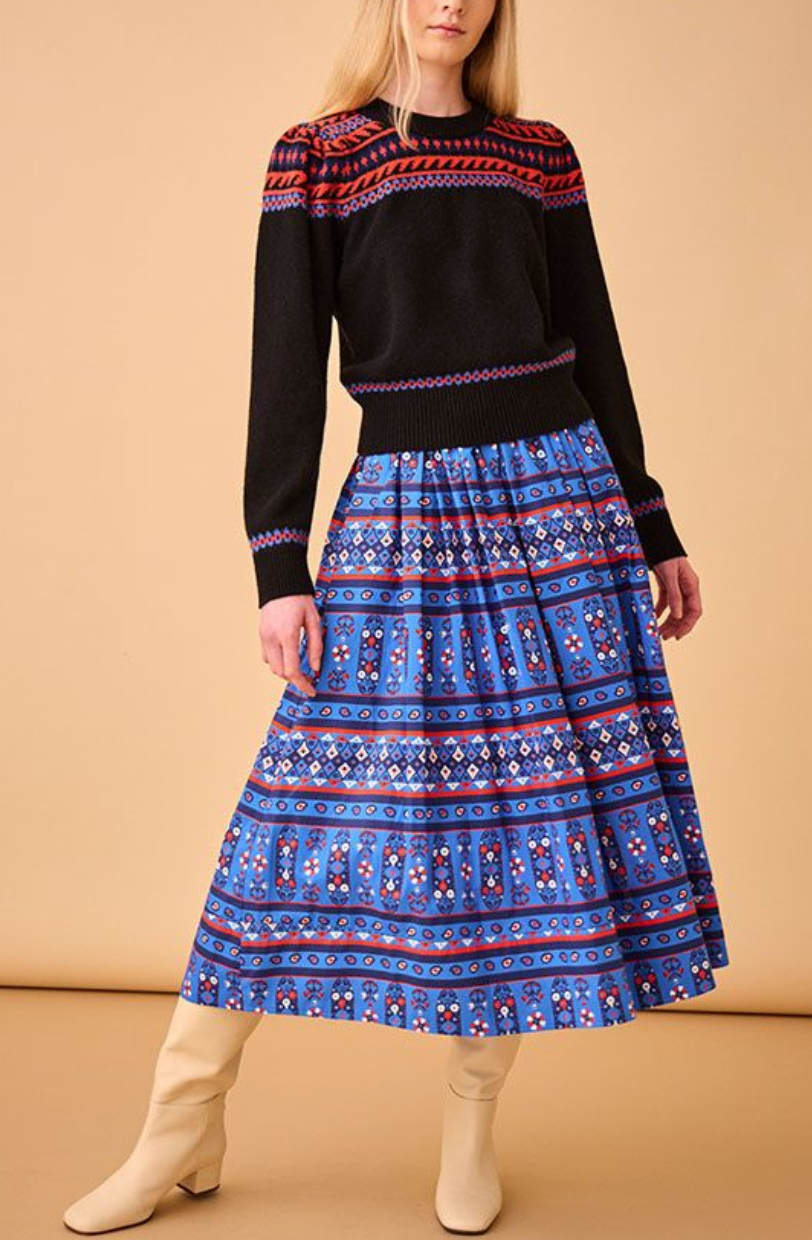 Tatum skirt blue block print