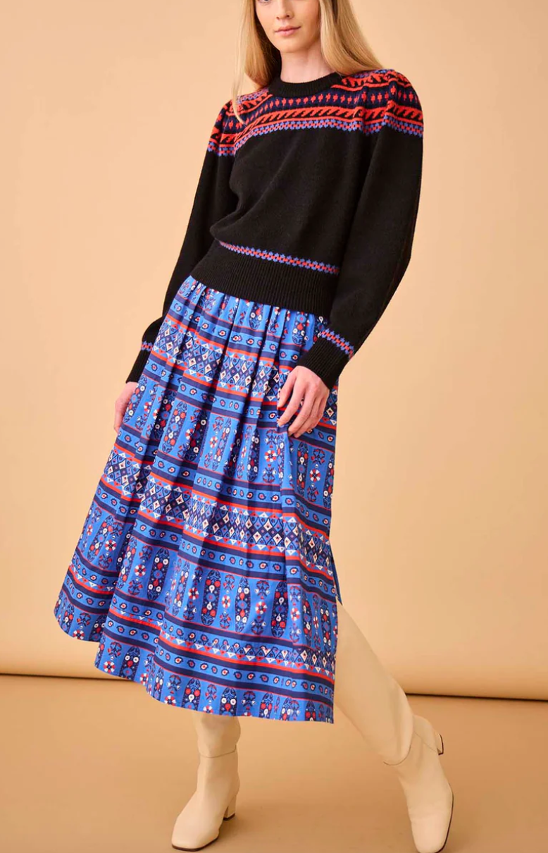 Tatum skirt blue block print