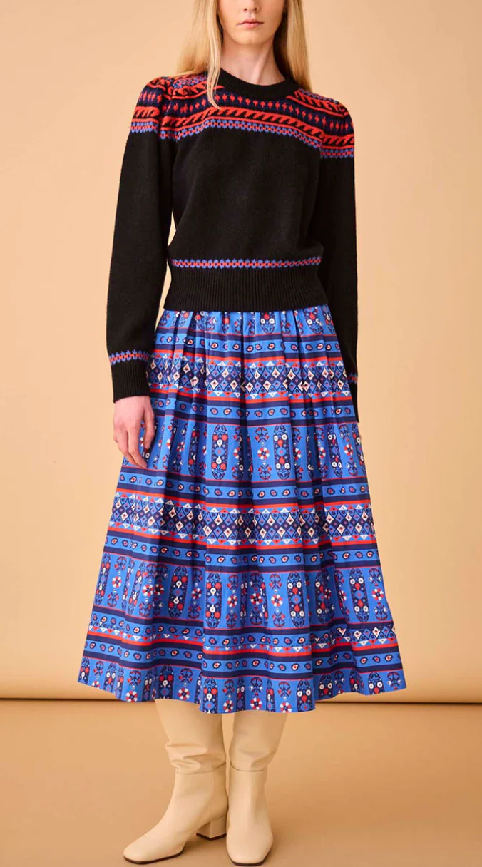 Tatum skirt blue block print