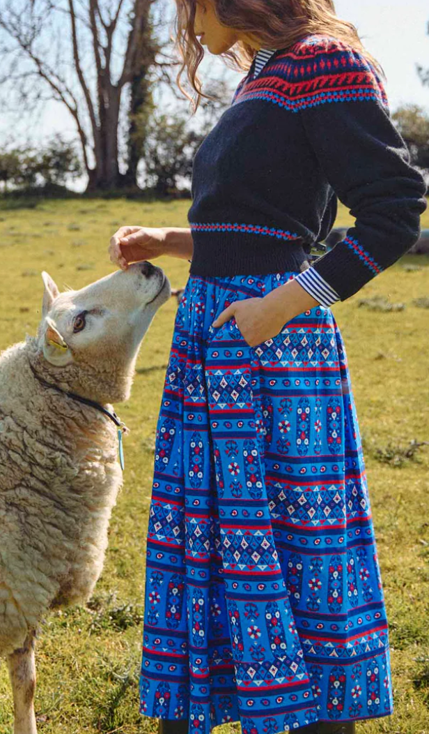 Tatum skirt blue block print