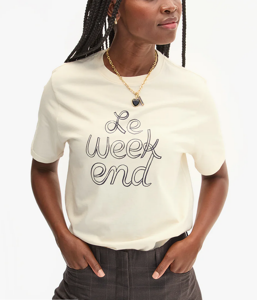 original tee cream w/ navy le weekend
