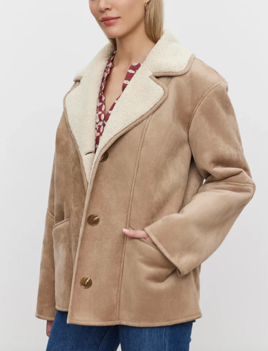 Molly lux sherpa coat in sand