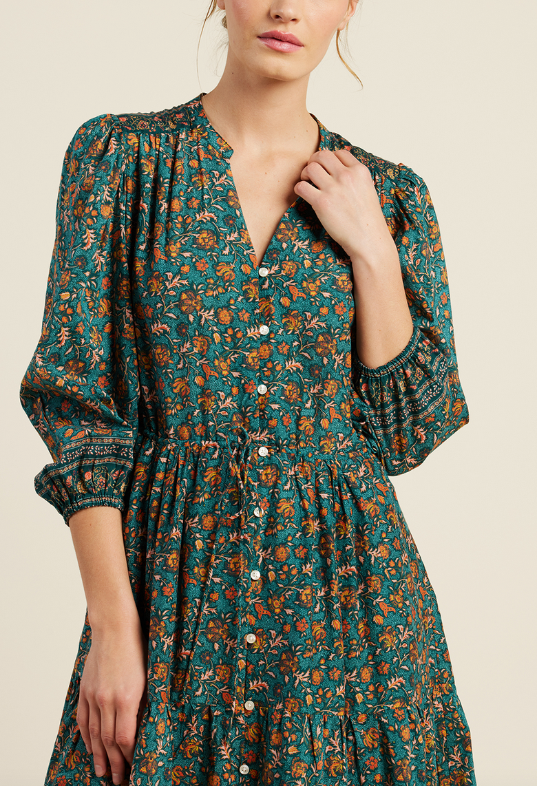 Sylvie dress botanical border
