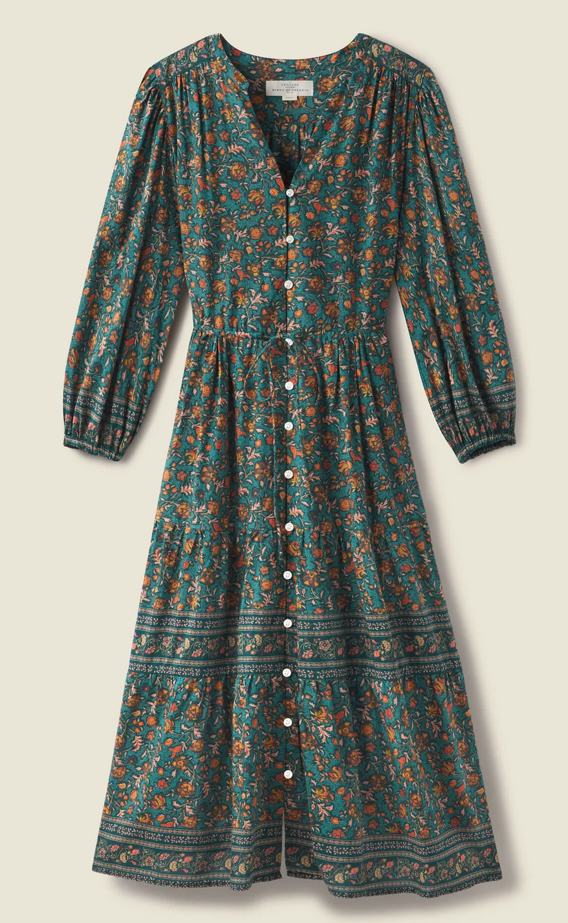 Sylvie dress botanical border