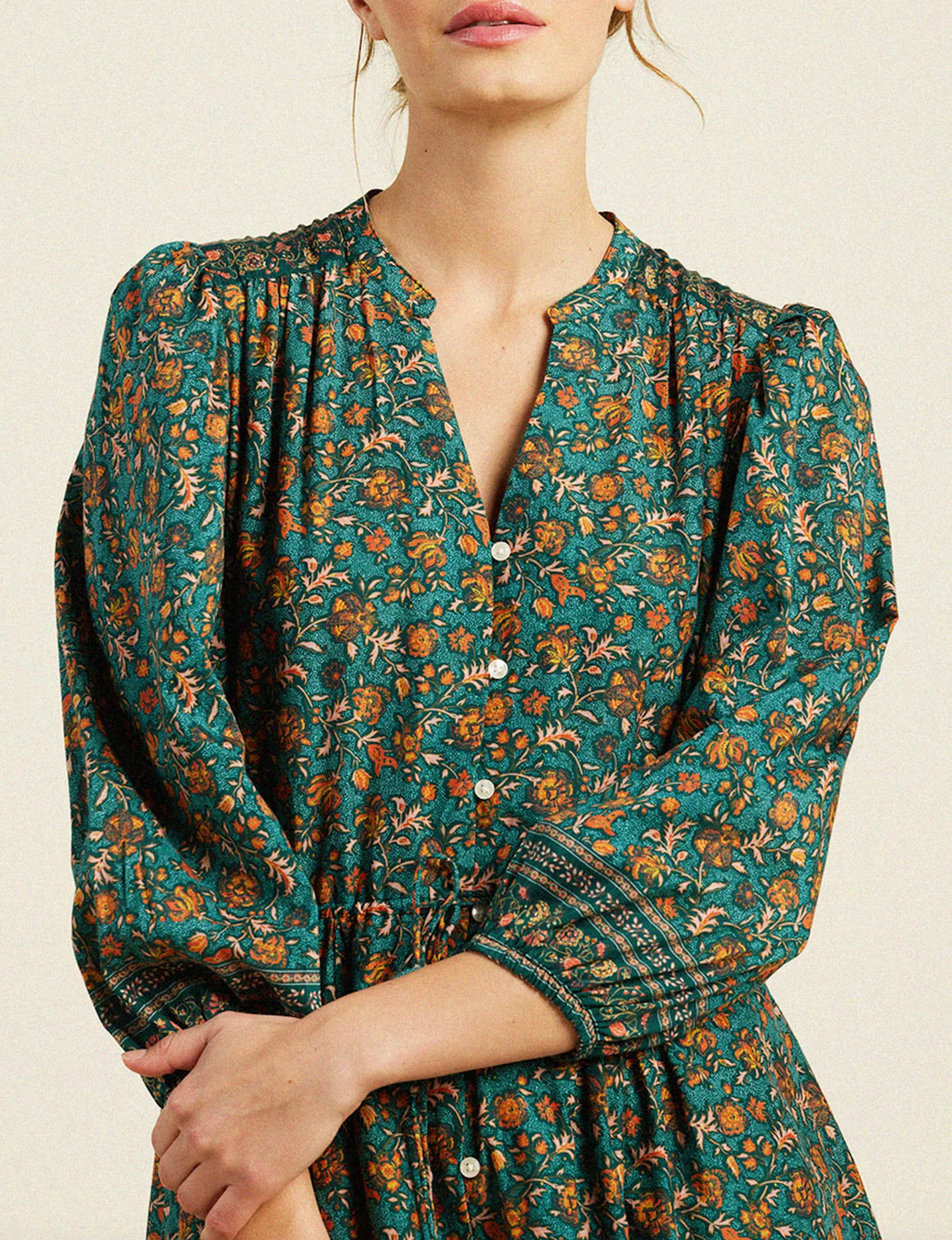 Sylvie dress botanical border