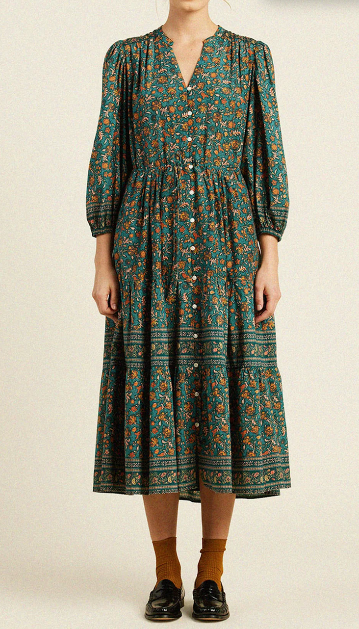 Sylvie dress botanical border