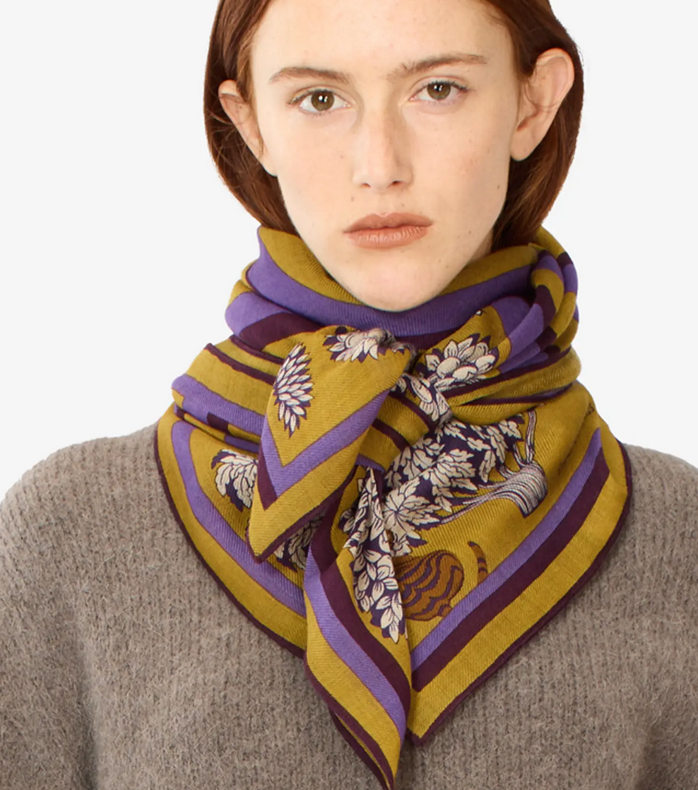 square scarf 100 labyrinthe purple