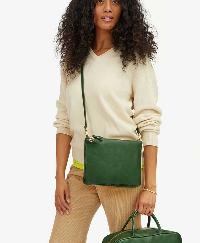 double sac bretelle evergreen rustic with malachite resin shortie strap